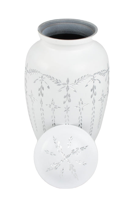 White Diamond/ Diamante Aluminium Cremation Urn- Hand Made