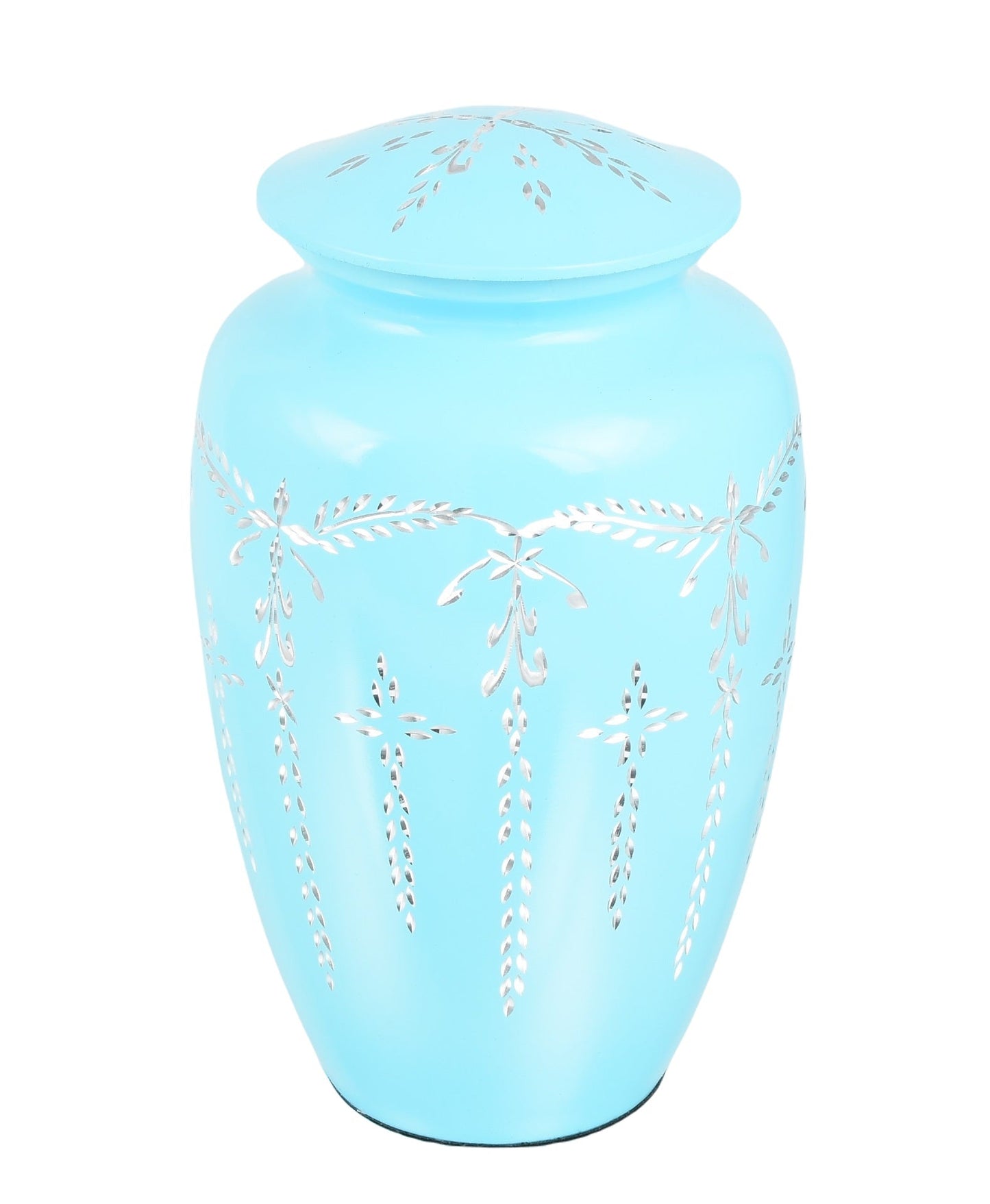 Blue Diamond/ Diamante Aluminium Cremation Urn- Hand Made