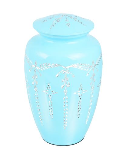 Blue Diamond/ Diamante Aluminium Cremation Urn- Hand Made