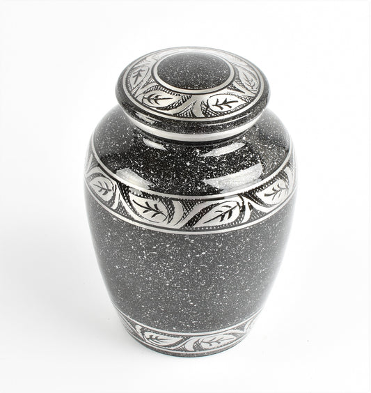 Grey-Black Silver Marble Pattern Medium-Small Urn