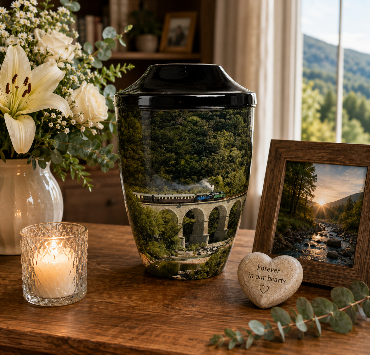 Train Design Iron Cremation Urn