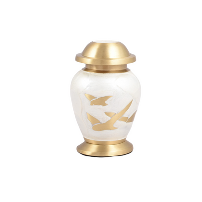 Pearl White Flying Birds Keepsake