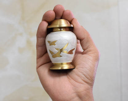 Pearl White Flying Birds Keepsake