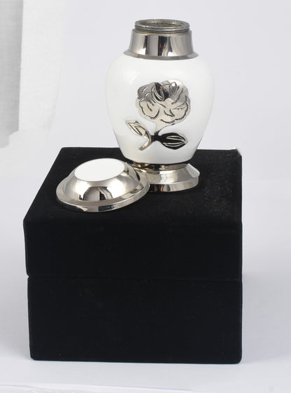 Silver Rose On White Keepsake Keepsake