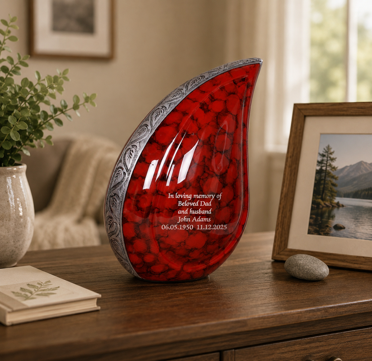 Red Cloud Adult Teardrop Cremation Urn