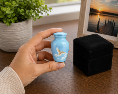 Mini Sky Blue Dove Small Keepsake Urn