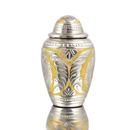 Gold & Silver Engraved Mini Keepsake Urn
