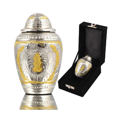 Gold & Silver Engraved Mini Keepsake Urn