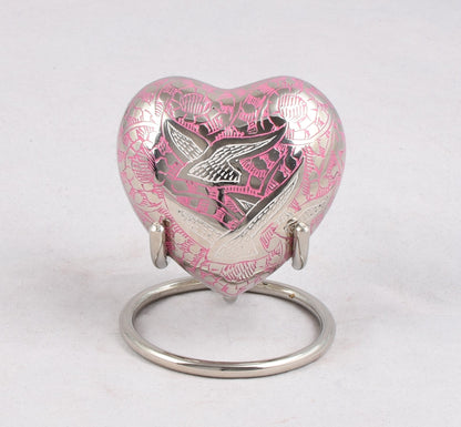 Flying Birds On Pink Heart Keepsake Heart