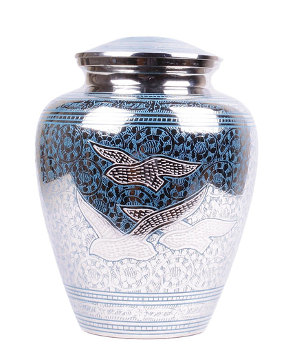 Extra Large Blue Flying Birds Cremation Urn