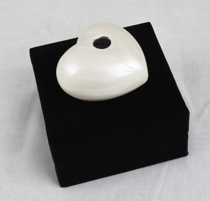Pearl White Keepsake Heart With Box & Stand