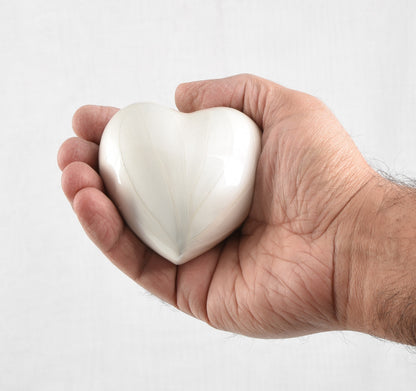 Pearl White Keepsake Heart With Box & Stand