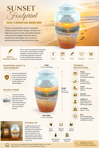 Sunset Footprint Adult Cremation Ashes Urn
