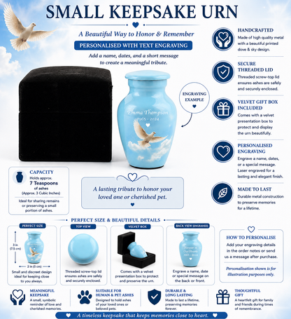 Mini Sky Blue Dove Small Keepsake Urn