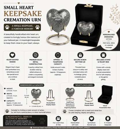 Grey Aluminium Heart With Box & Stand