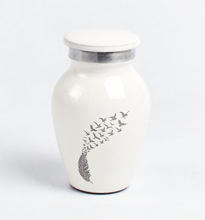White Feather Keepsake Cremation Urn