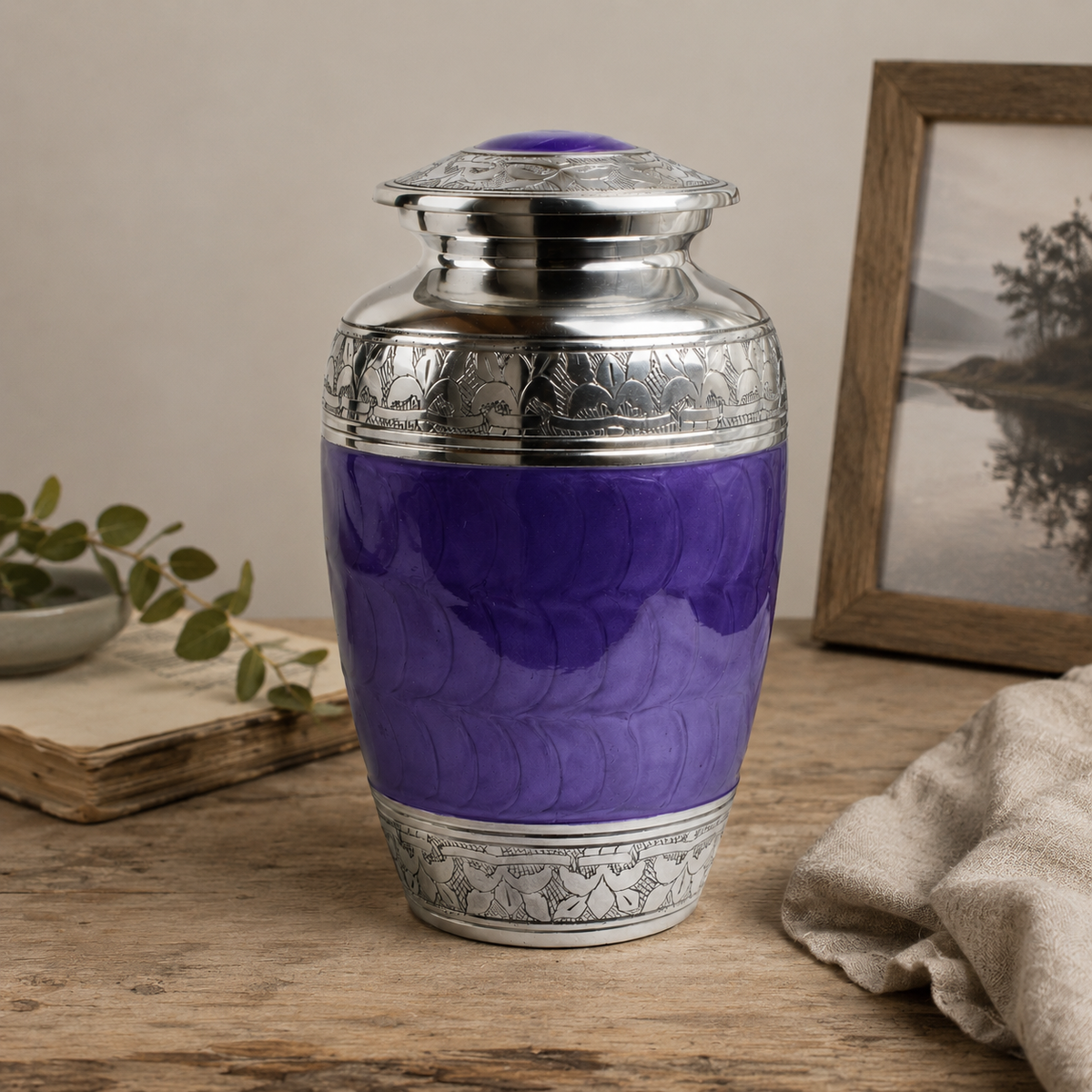 Classic Purple Aluminium Adult Cremation Urn