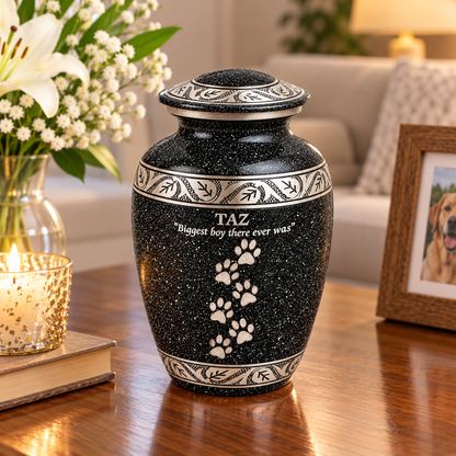 Grey Black Medium and Small Pet Ashes Urn