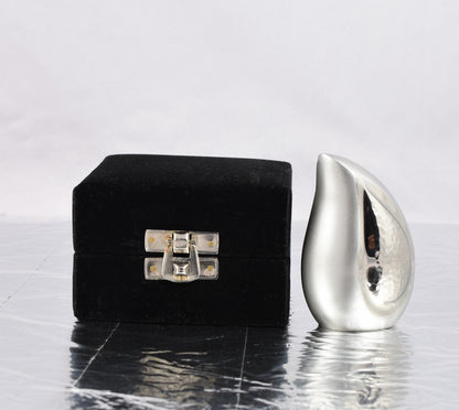 Silver and Slight Hammered Teardrop Keepsake Urn