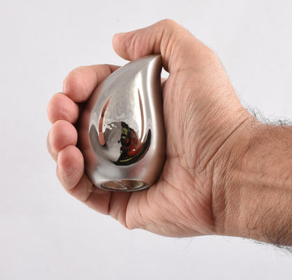 Silver and Slight Hammered Teardrop Keepsake Urn