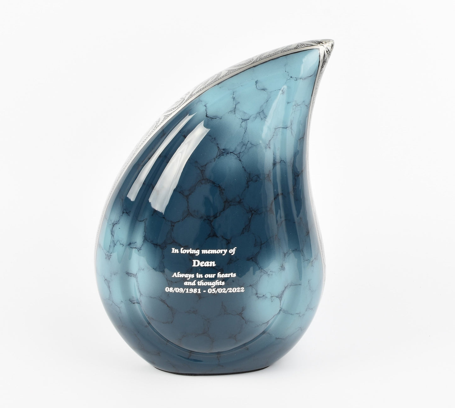 Small Blue Clouded Teardrop Urn