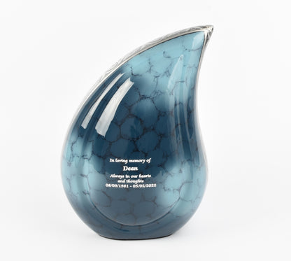 Small Blue Clouded Teardrop Urn