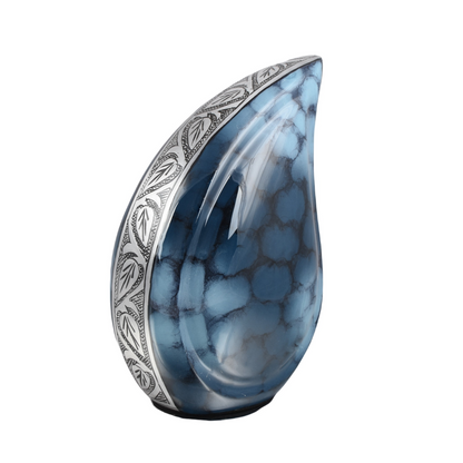 Small Blue Clouded Teardrop Urn