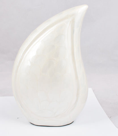 Small Pearl White Teardrop Urn