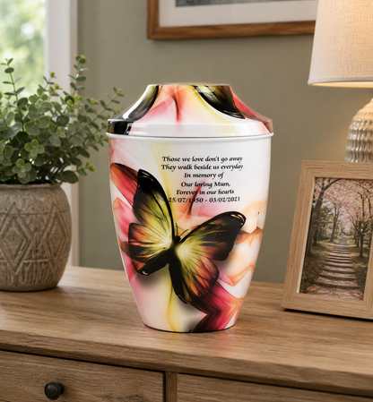 Iron Metal Cremation Urn Butterfly Design