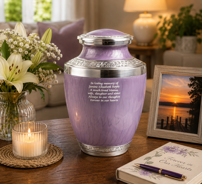 Purple and Silver Aluminium Cremation Testi Urn