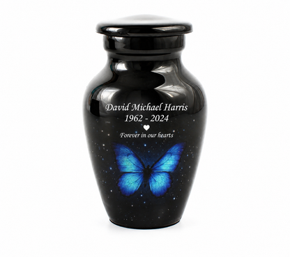 Mini Blue Butterfly with Stars Small Keepsake Urn