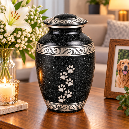 Grey Black Medium and Small Pet Ashes Urn