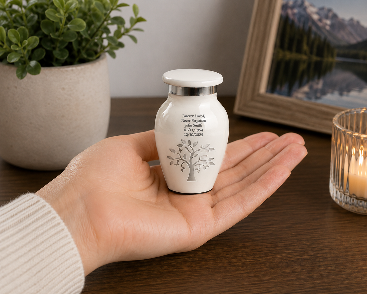 Mini White Tree Of Life Keepsake Cremation Urn