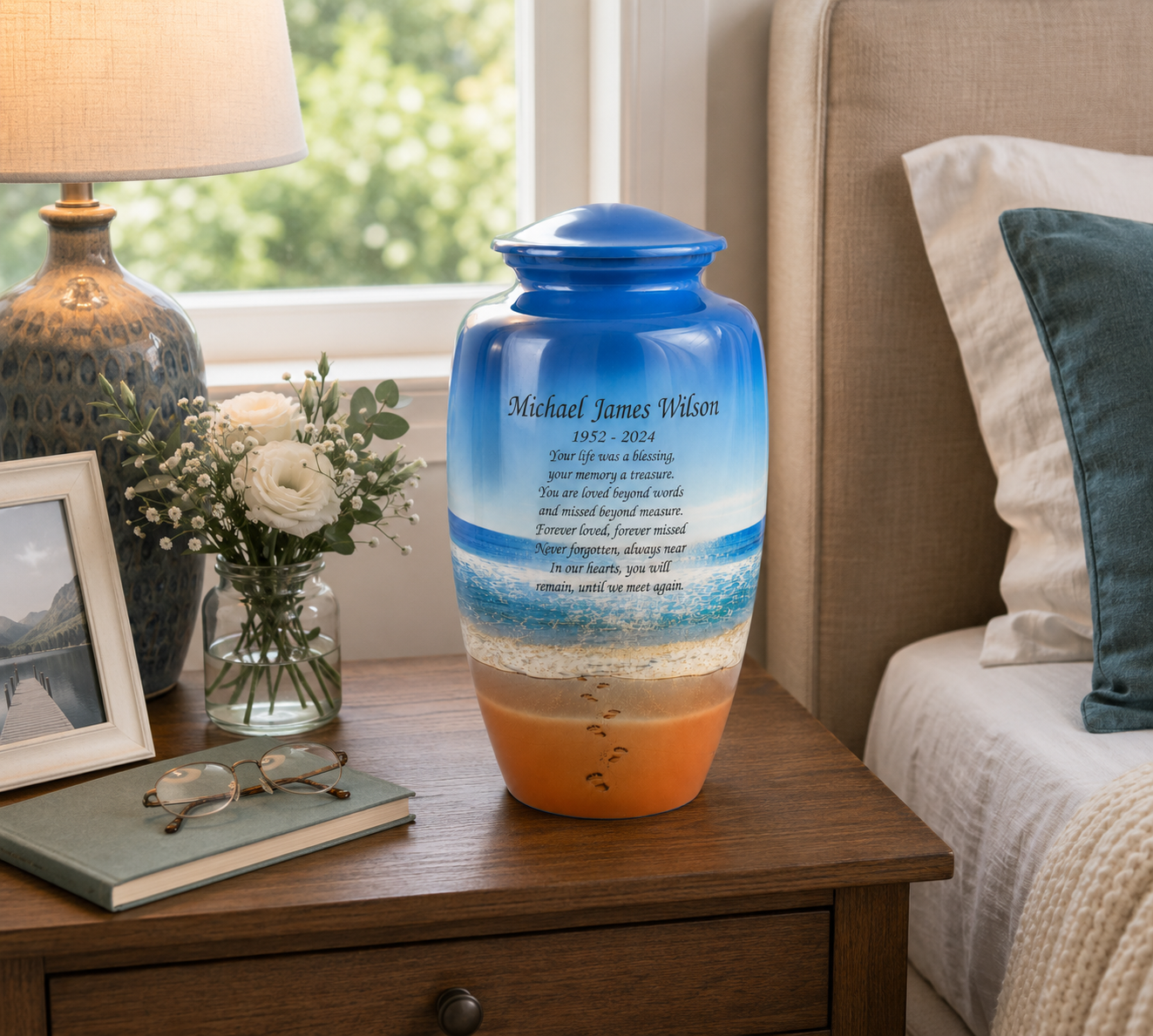Beach Footprint Adult Cremation Urn