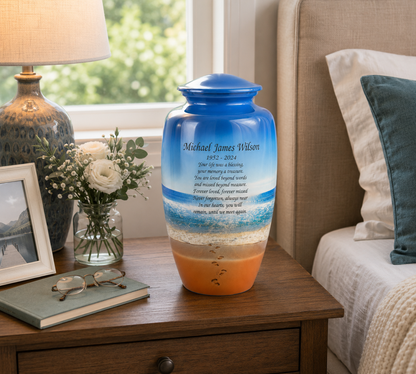 Beach Footprint Adult Cremation Urn