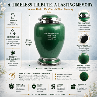 green and Silver Dove Shape Urn