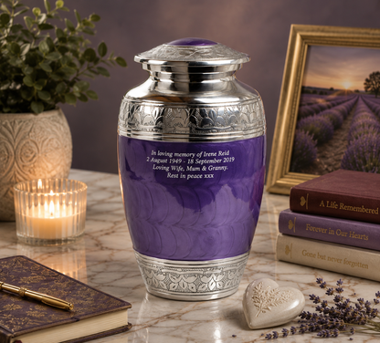 Classic Purple Aluminium Adult Cremation Urn