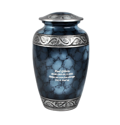 Blue Clouded Aluminium Cremation Urn