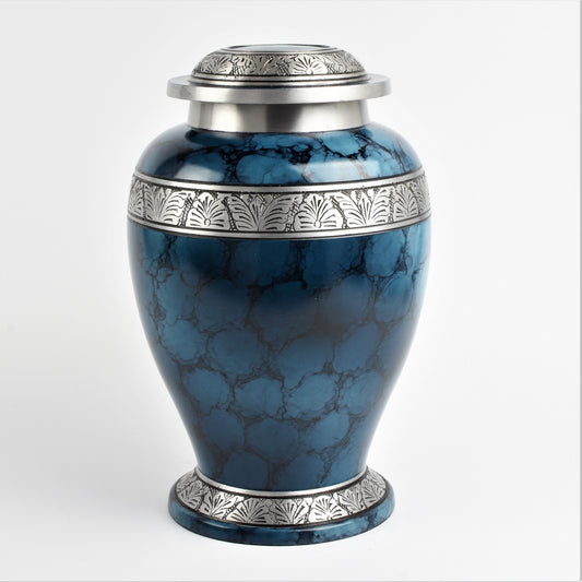 Blue Cloud Cremation Urn – Hand Crafted Aluminium Adult Memorial Urn
