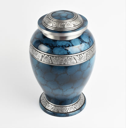 Blue Cloud Cremation Urn – Hand Crafted Aluminium Adult Memorial Urn