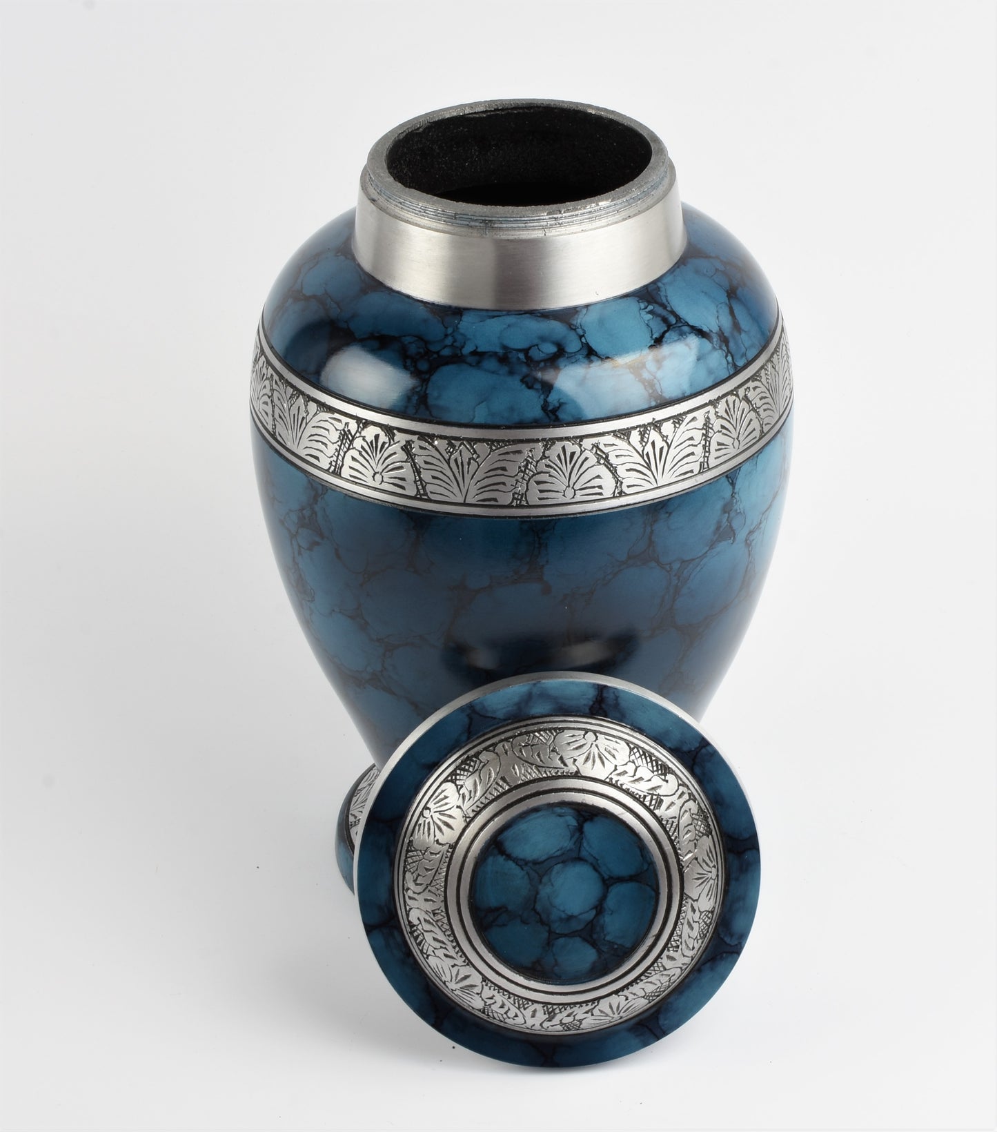 Blue Cloud Cremation Urn – Hand Crafted Aluminium Adult Memorial Urn