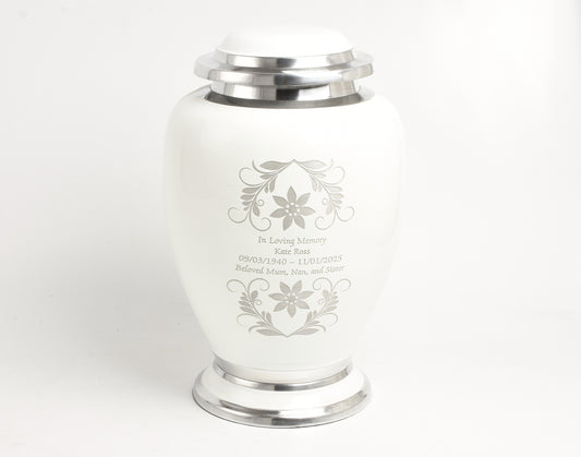 Adult Flower Motif White Urn