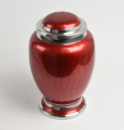 Red and Silver Dove Shape Adult Urn