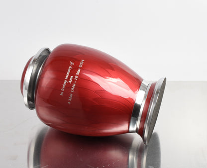 Red and Silver Dove Shape Adult Urn