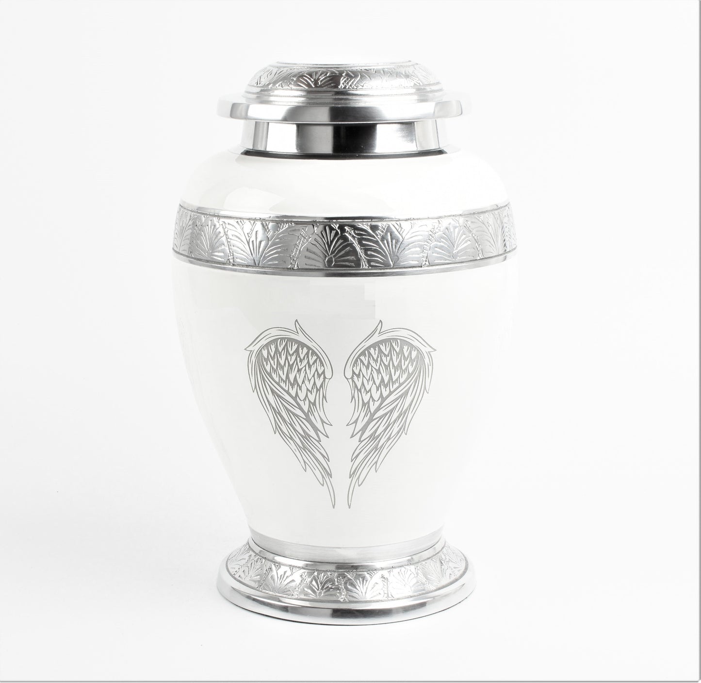 White with sliver band and angel wings