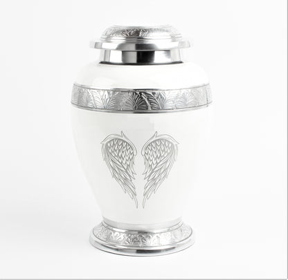 White with sliver band and angel wings