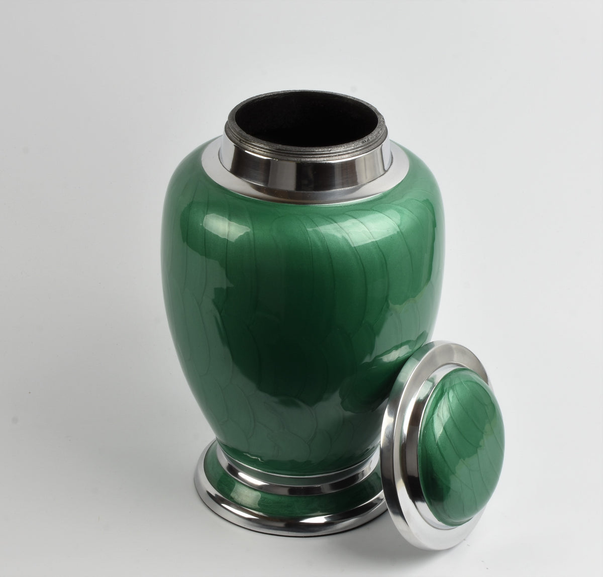 green and Silver Dove Shape Urn