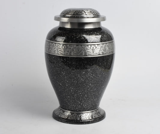 Grey-Black Cremation Urn – Hand Crafted Aluminium Adult Memorial Urn
