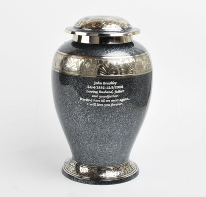 Grey-Black Cremation Urn – Hand Crafted Aluminium Adult Memorial Urn