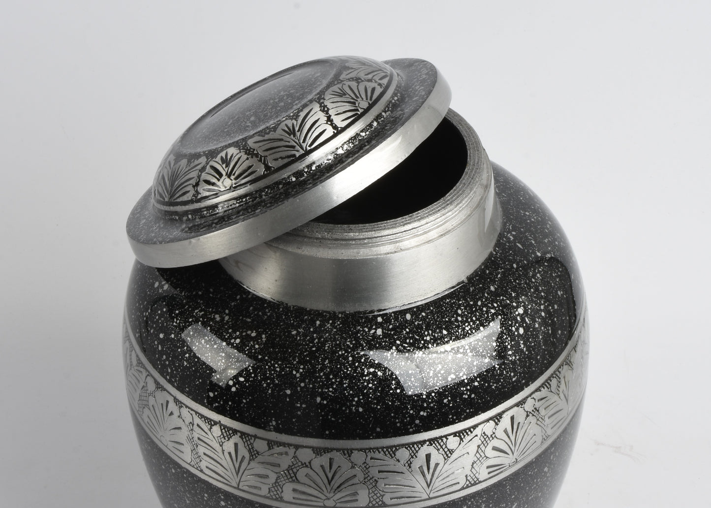 Grey-Black Cremation Urn – Hand Crafted Aluminium Adult Memorial Urn